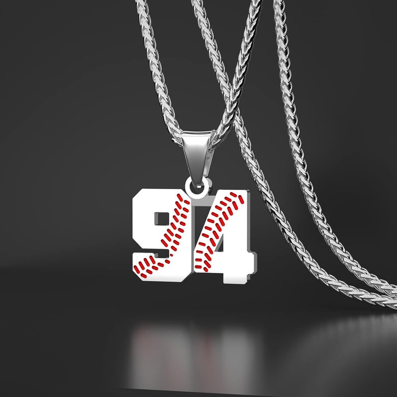 Wikavanli Personalized Baseball Jersey Number 00-99 Necklace - Stainless Steel Baseball Chain Pendant Necklace - Team Jewelry Gift for Boys, Girls, Men, Women - Image 2